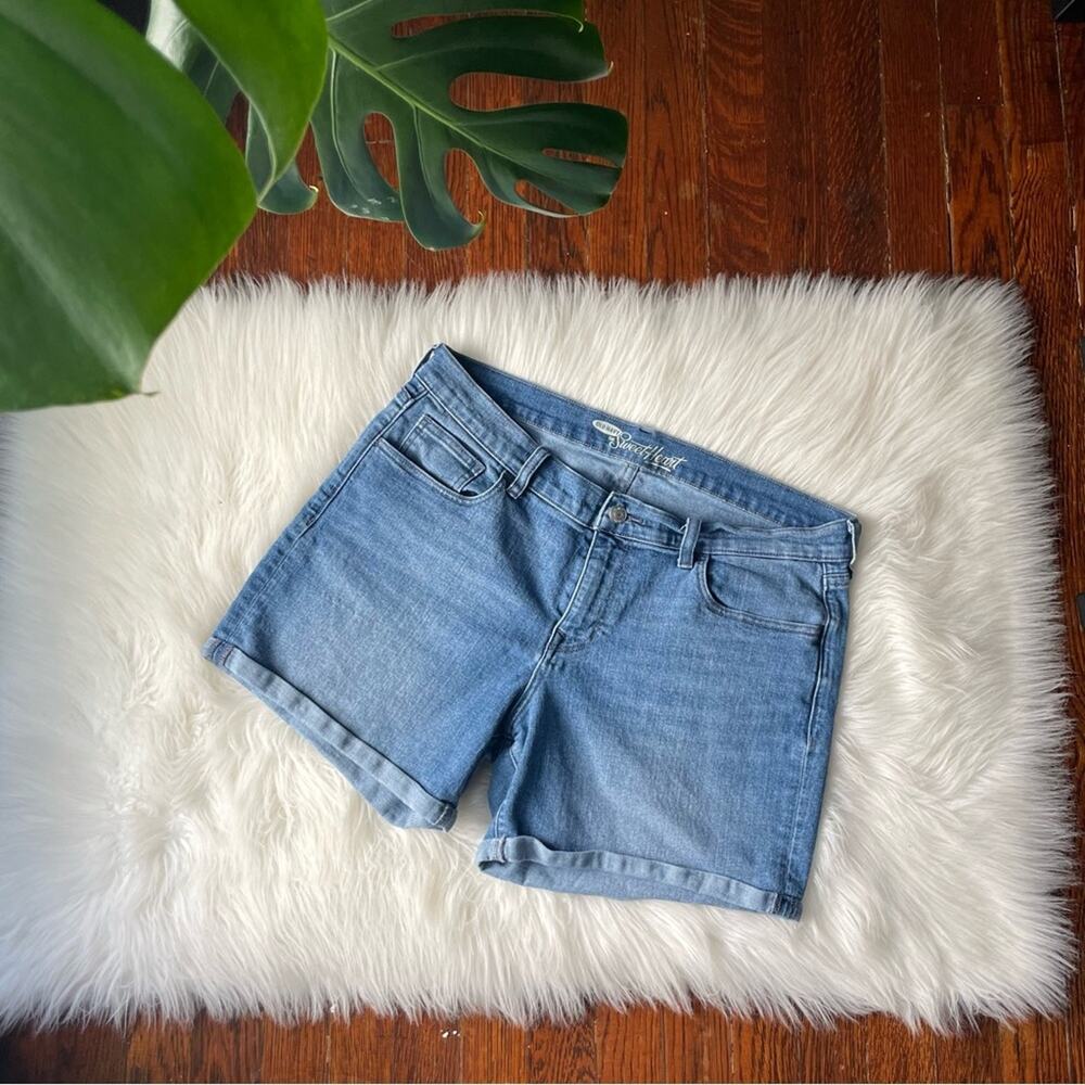 Cuffed Jean Shorts Size 12 Medium Wash